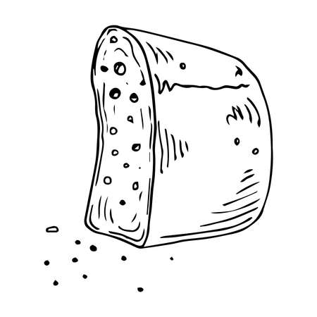 Loaf of bread cut in half. Bread with crumbs. Vector illustration of bread. Hand drawn bread.のイラスト素材