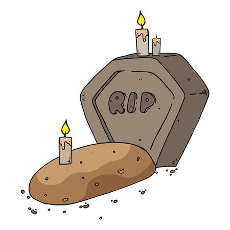 Gravestone with the inscription RIP. Sloping tombstone. Vector illustration.のイラスト素材