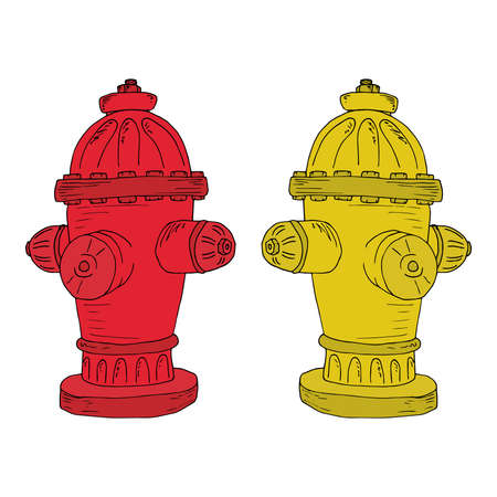 Fire hydrant. Vector illustration of a fire hydrant. Hand drawn fire hydrant.のイラスト素材