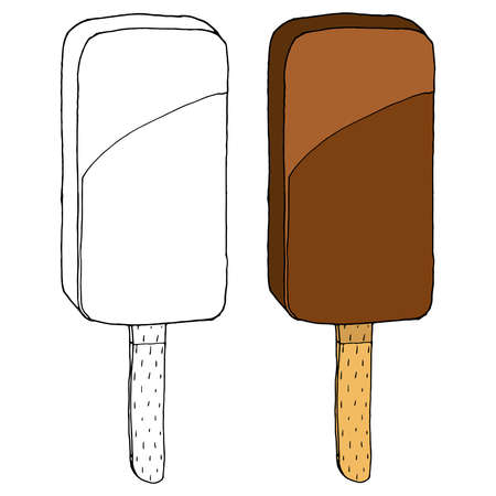 Ice cream on a stick icon. Chocolate ice cream vector illustration. Eskimo ice cream.のイラスト素材