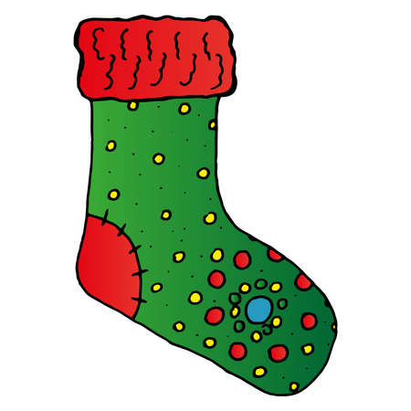 Christmas sock icon. Vector illustration of a christmas sock. New Year's gift sock.のイラスト素材
