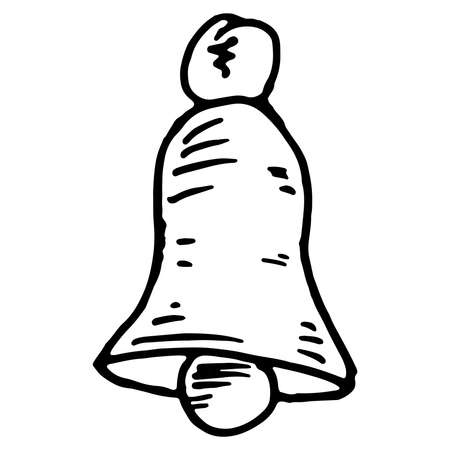 Christmas bell. Vector illustration of a bell for Christmas. Hand drawn.のイラスト素材