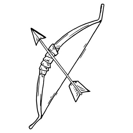 Bow and arrow icon. Vector cartoon hunting bow with arrows.のイラスト素材