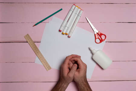 Step 1. DIY Children's Easter craft bunny with an egg. Easter craft paper step by step instructions...