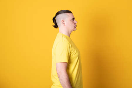 Young handsome man with a stylish haircut.の写真素材