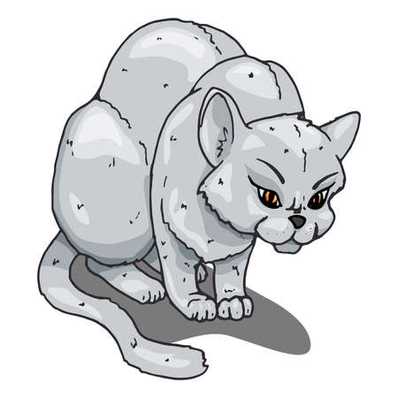 Gray cat hand drawn. Adorable cat vector illustration. Cute pet in cartoon style.のイラスト素材