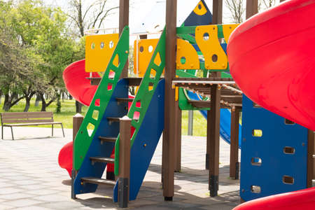 Outdoor playground for children. Bright playground.