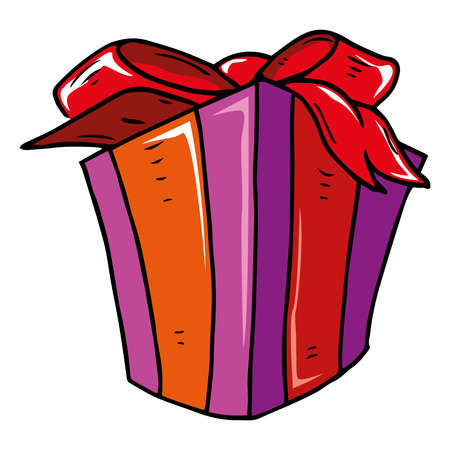 Gift, gift box with bow. Vector illustration of a Christmas box gift.のイラスト素材