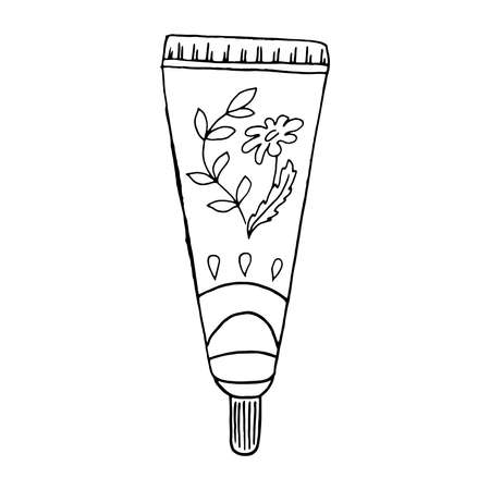 Tube with cream, paste, gel. Cosmetic tube with cream. Vector illustration.のイラスト素材