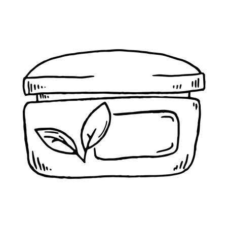Jar of face cream vector illustration. Natural organic cosmetics, bio skin care, cream on white background.のイラスト素材