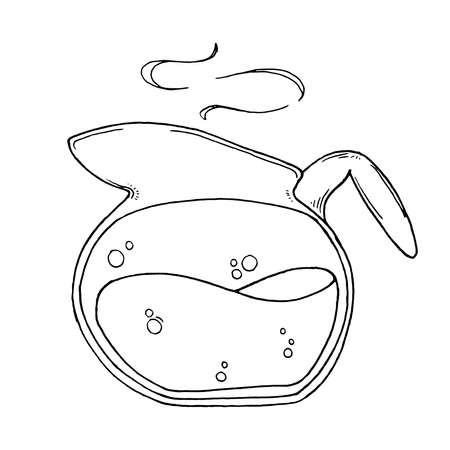 Coffee pot sketch drawing. Vector illustration of a classic vintage coffee pot.のイラスト素材