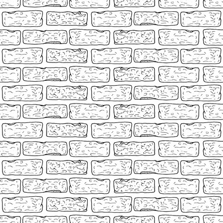 Seamless pattern brick wall. Vector illustration of a brick wall. Hand drawn background of a brick wall.のイラスト素材