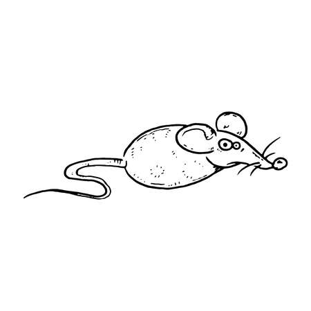 Mouse funny cartoon sketch. Vector illustration of a mouse rodent.のイラスト素材