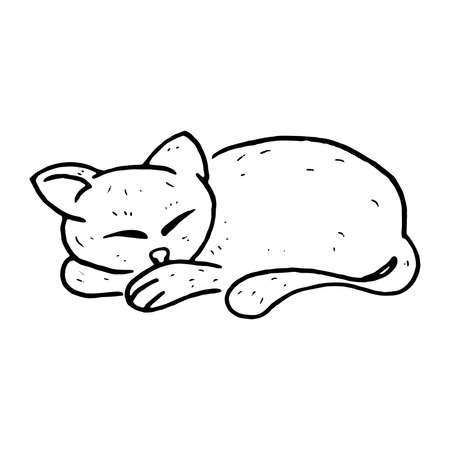 Sleeping cat sketch drawing. Vector illustration of a kitten.のイラスト素材