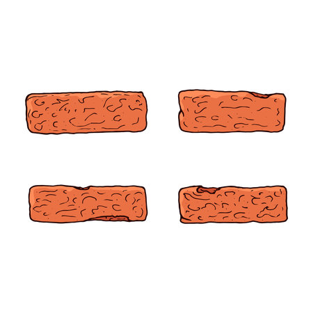 Set red brick icon. Vector brick building.のイラスト素材