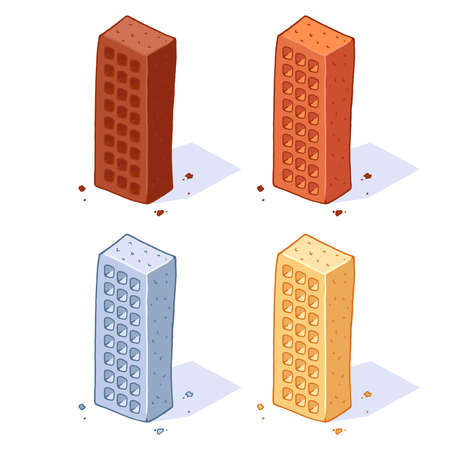 Set brick icon hand drawn. Vector illustration of  brick building.のイラスト素材