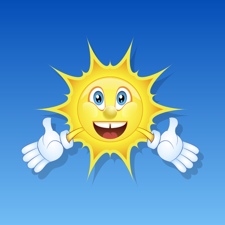 smiling sun on a blue background for your designのイラスト素材