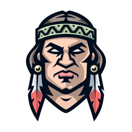 Professional logo american indian, chieftain, sport mascot, icon warrior Wild West.のイラスト素材