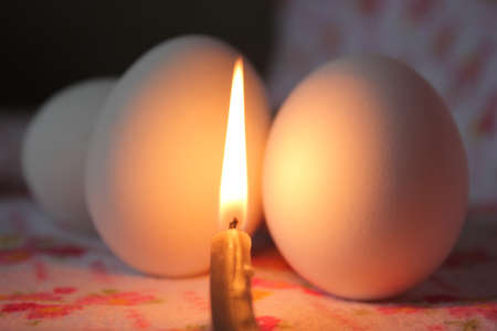 Easter dinner at lighted candles
