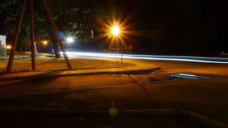 Lantern lights in a night cityの写真素材