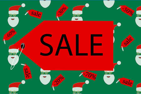 Banner sale with santa on a green backgroundのイラスト素材