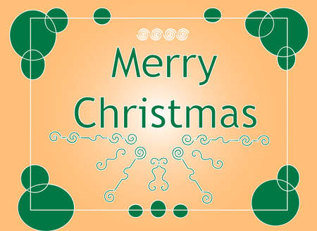 Original greeting with Christmas on a gold background with green elements.のイラスト素材