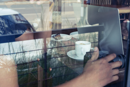 Photos from outside coffee shop の写真素材