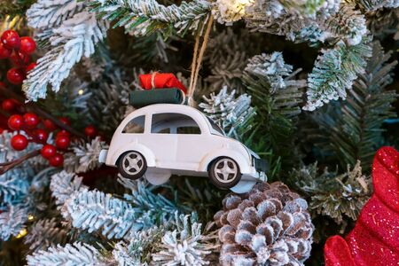 Christmas tree ornaments attract a lot of attention to people.の写真素材