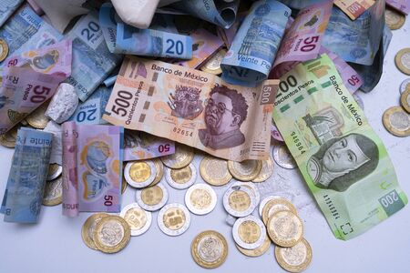 The piggy bank has a lot of money from Mexico.の写真素材