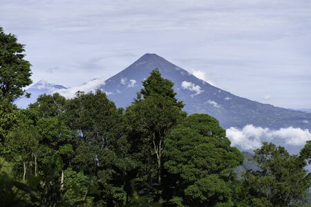 Green nature of mountains and Guatemala's water volcano.