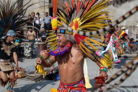 Zapopan Jalisco Mexico - October 13, 2019: The man dances happily at the feast of the Virgin of Zapopan.のeditorial素材