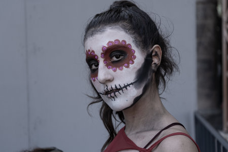 Guadalajara Jalisco - November 01, 2019: The catrina has a look of distrust on the side of the Guadalajara cathedral.のeditorial素材