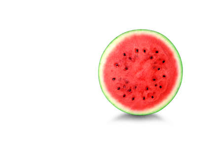 A half of fresh watermelon isolated on white backgroundの写真素材