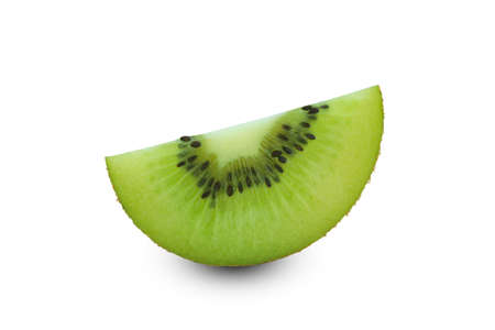 Slice of kiwi fruit isolated on white backgroundの写真素材