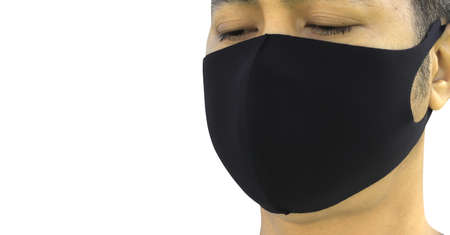 Asian people wear masks to protect the corona virus from a white background, prevent infection, airborne respiratory illness such as flu, Covid- 2019の写真素材