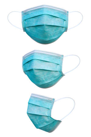 Doctor mask and corona virus protection isolated on a white background, 3 angles medical maskの写真素材