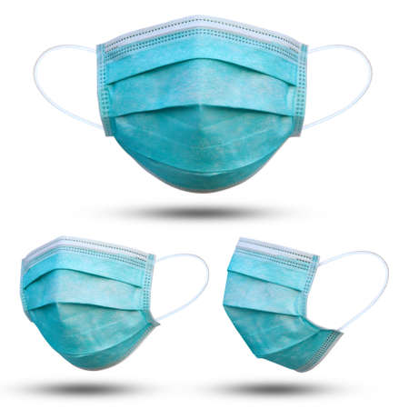 Doctor mask and corona virus protection isolated on a white background, 3 angles medical maskの写真素材