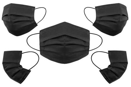 Doctor mask and coronavirus protection isolated on a white background, 5 angles medical mask, With clipping pathの写真素材