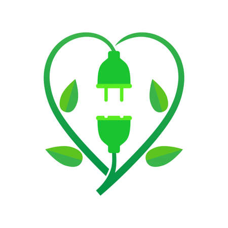 Renewable energy  template vector icon design, Green Plug Power Consumption.のイラスト素材
