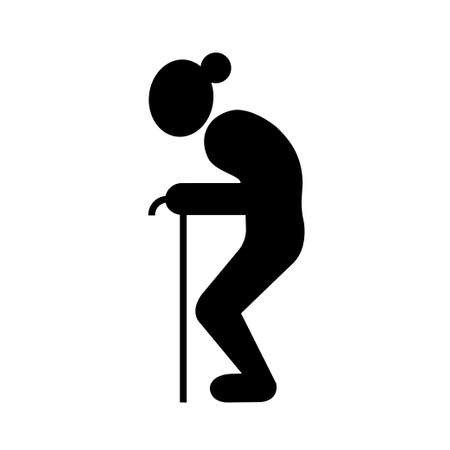 Old lady and walking stickのイラスト素材
