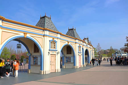 Gyeonggi, South Korea, April 22, 2019: The Architecture and tourists on holidayのeditorial素材
