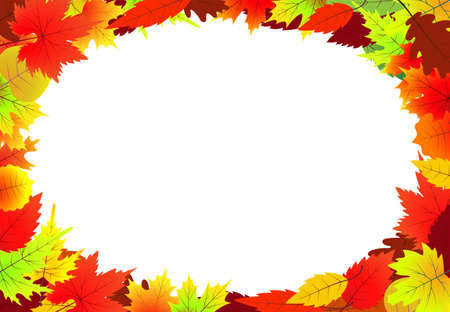 Horizontal banners with bright autumn leaves, Autumn background and room for text, Design elements for autumn holidays, Vector illustrationのイラスト素材