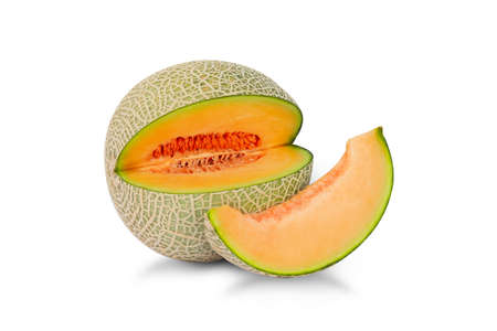 Cantaloupe on a white backgroundの写真素材