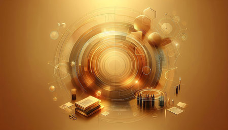 Digital illustration of digital technology concept in colour background. 3D renderingの素材