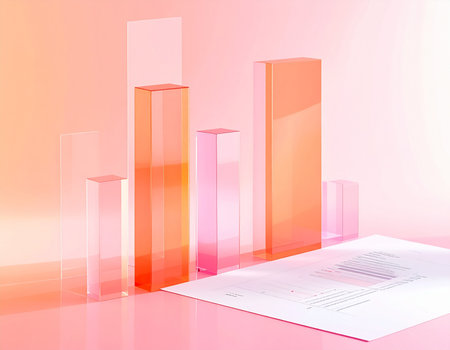 Business graph on a pink background. 3d illustration. Business concept.の素材