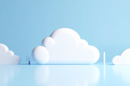 3d render of white cloud on blue background. Cloud computing concept Modern digital business backgrounds featuring layered gradients and elegant corporate elements.の素材