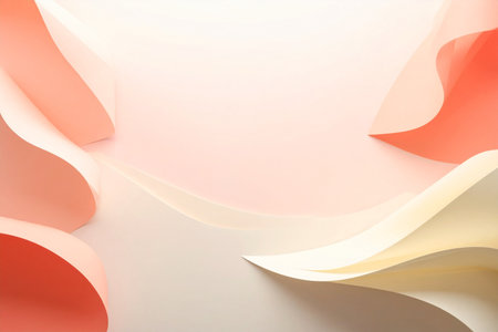 Abstract background of curved paper sheets in pink and beige colors.の素材