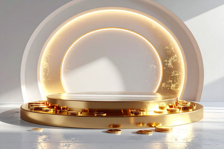 Abstract scene podium mockup. Award ceremony concept. 3d renderの素材