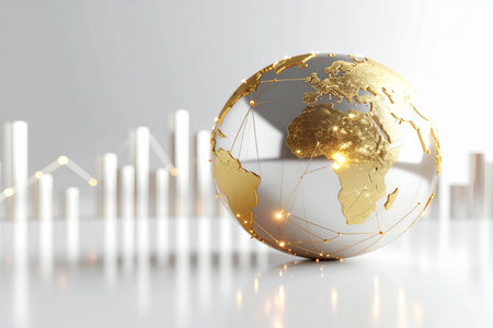 Globe and city background. 3d rendering, 3d illustration.の素材