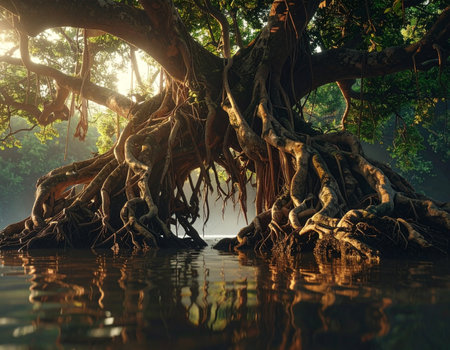 Famous Banyan tree in the national park of Costa Ricaの素材